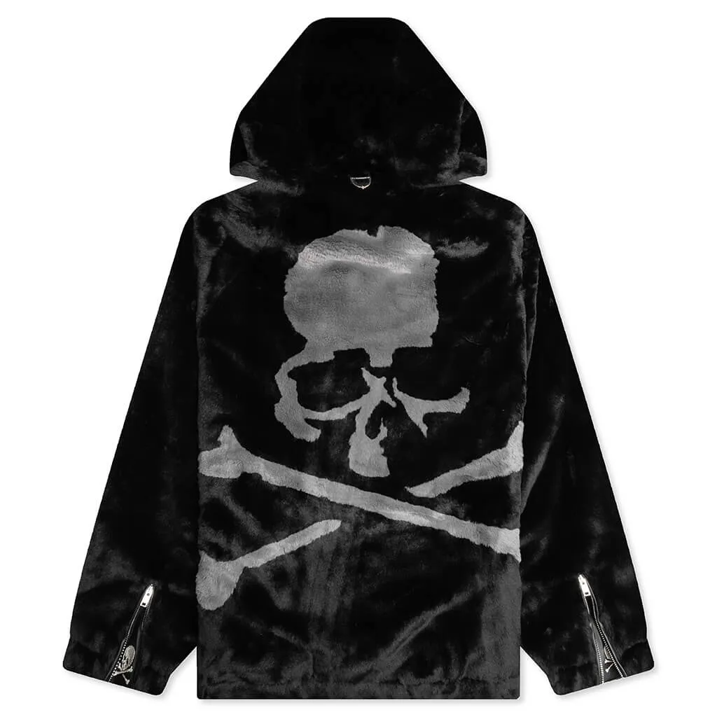 Acrylic Woven Full Zip Jacket - Black