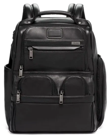 Alpha 3 Compact Laptop Brief Pack Leather - Black