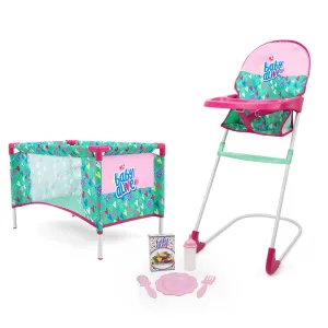 Baby Alive 7-Piece At Home Play Set with Doll Accessories - Green/Pink