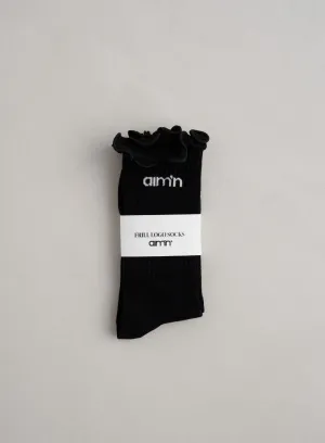 Black Frill Logo Socks