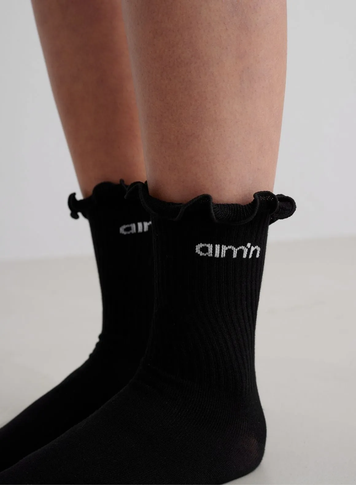 Black Frill Logo Socks