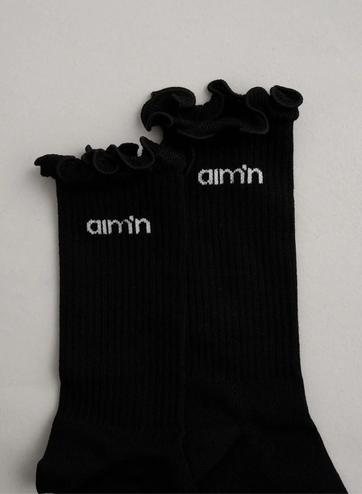 Black Frill Logo Socks