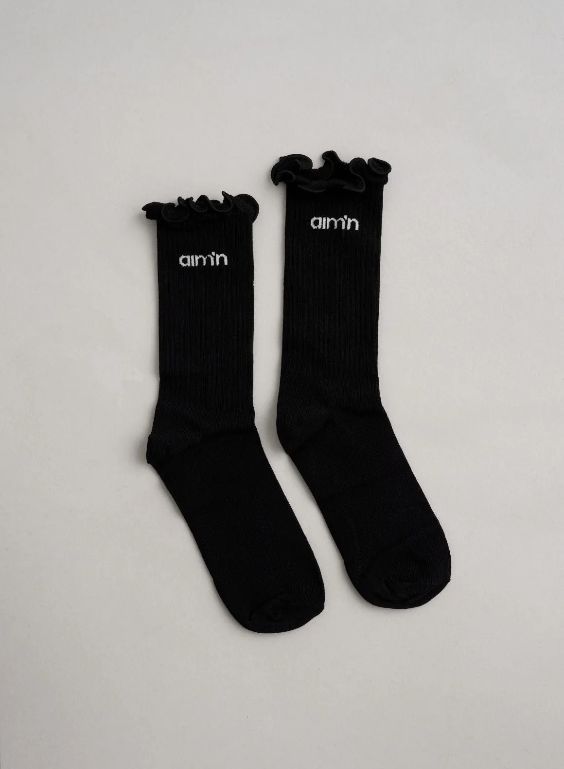 Black Frill Logo Socks