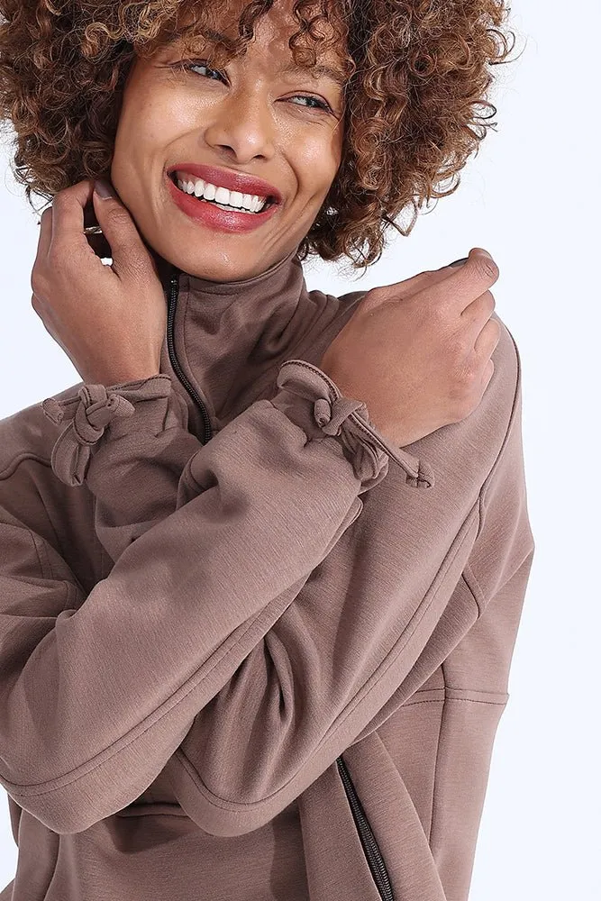 Brown Modal Zip Sweatshirt