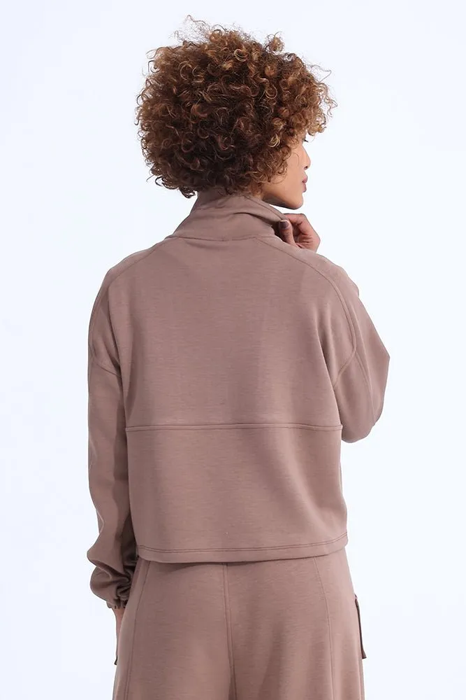 Brown Modal Zip Sweatshirt