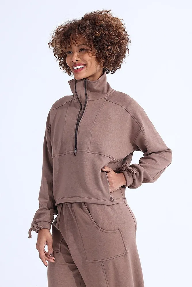 Brown Modal Zip Sweatshirt
