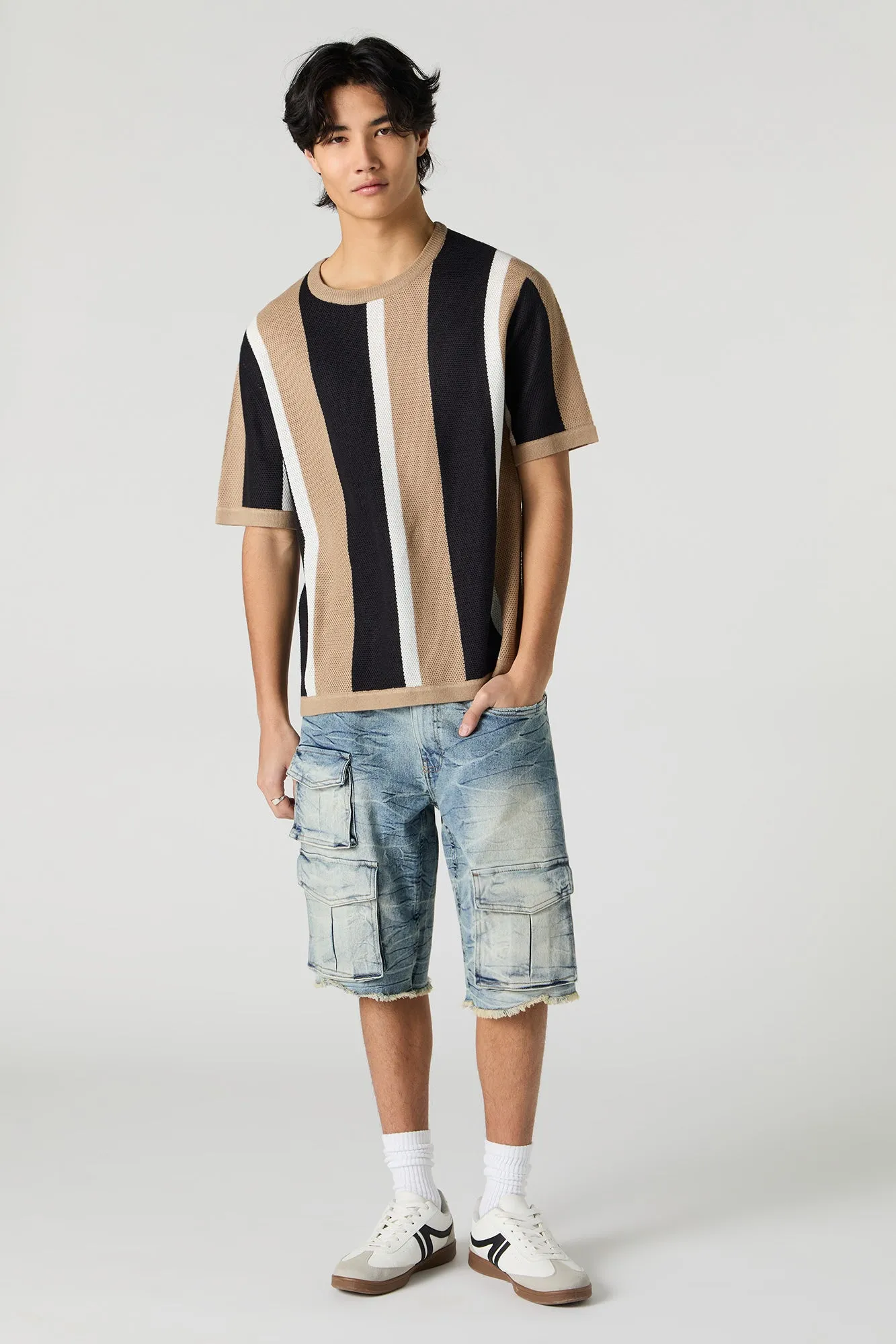 Colourblock Textured Knit T-Shirt
