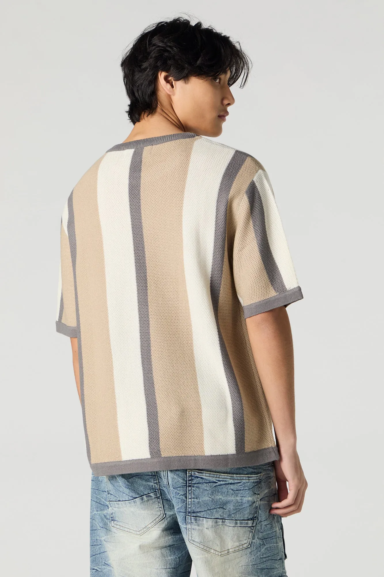 Colourblock Textured Knit T-Shirt