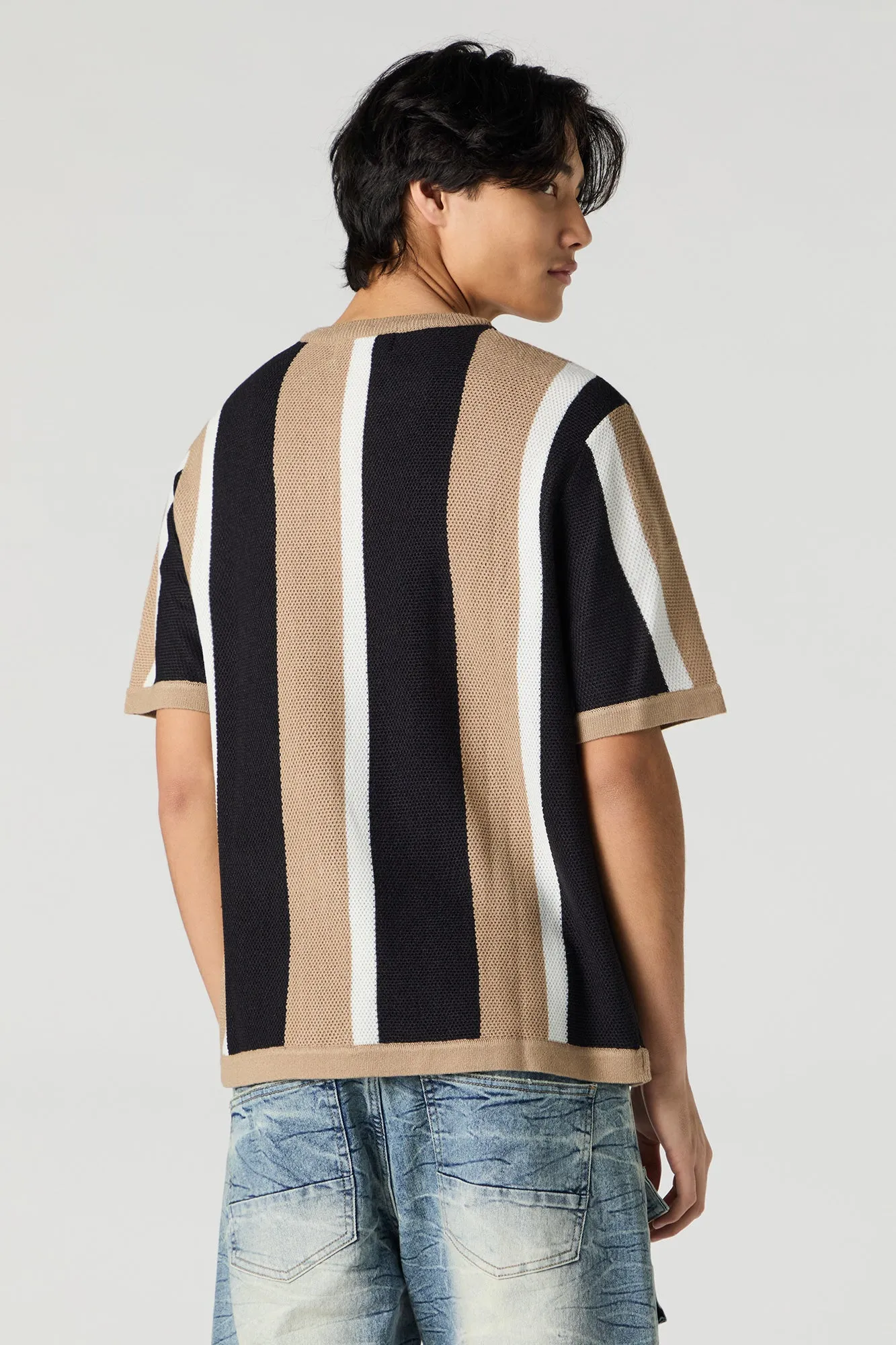 Colourblock Textured Knit T-Shirt