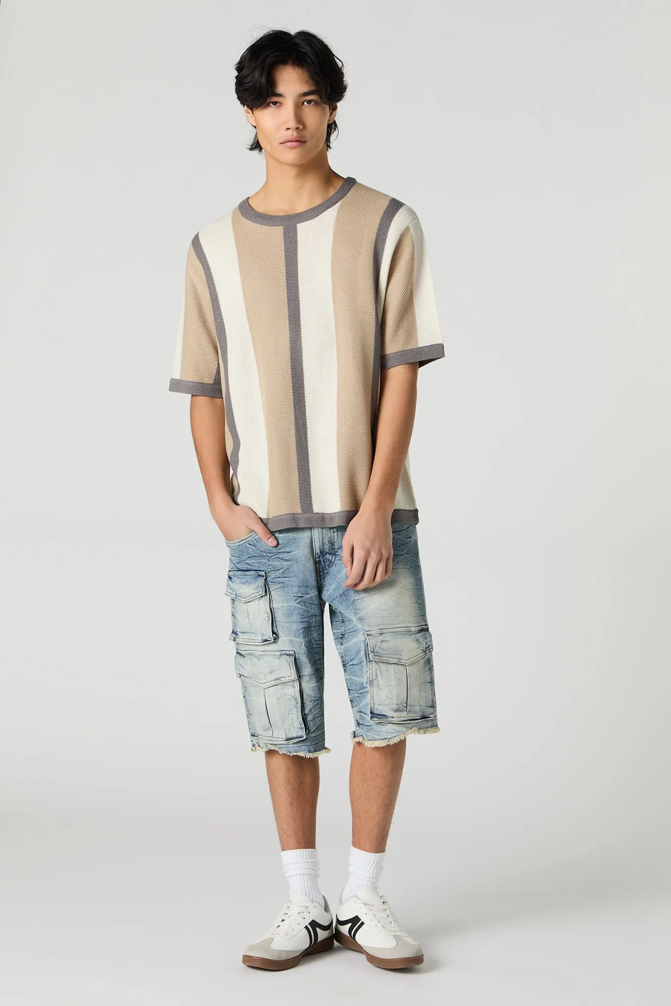Colourblock Textured Knit T-Shirt