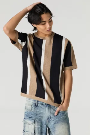 Colourblock Textured Knit T-Shirt