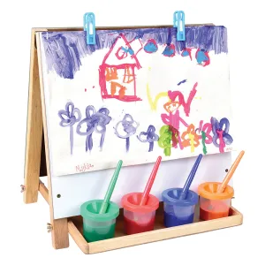 Compact Tabletop 3-in-1 Hardwood Art Easel | Chalkboard, Whiteboard & Painting Surface
