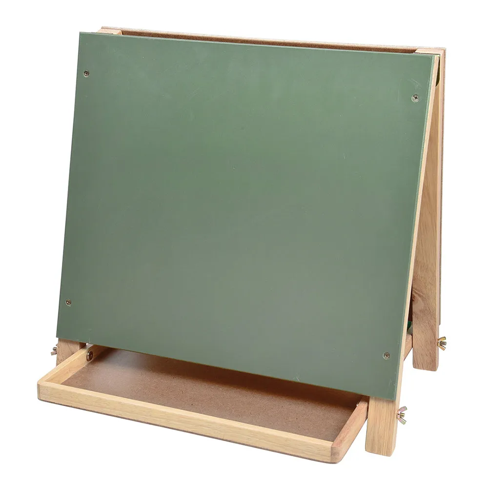 Compact Tabletop 3-in-1 Hardwood Art Easel | Chalkboard, Whiteboard & Painting Surface