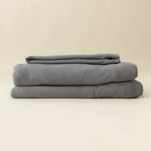 Fitted Sheet with Pillowcases in Charcoal