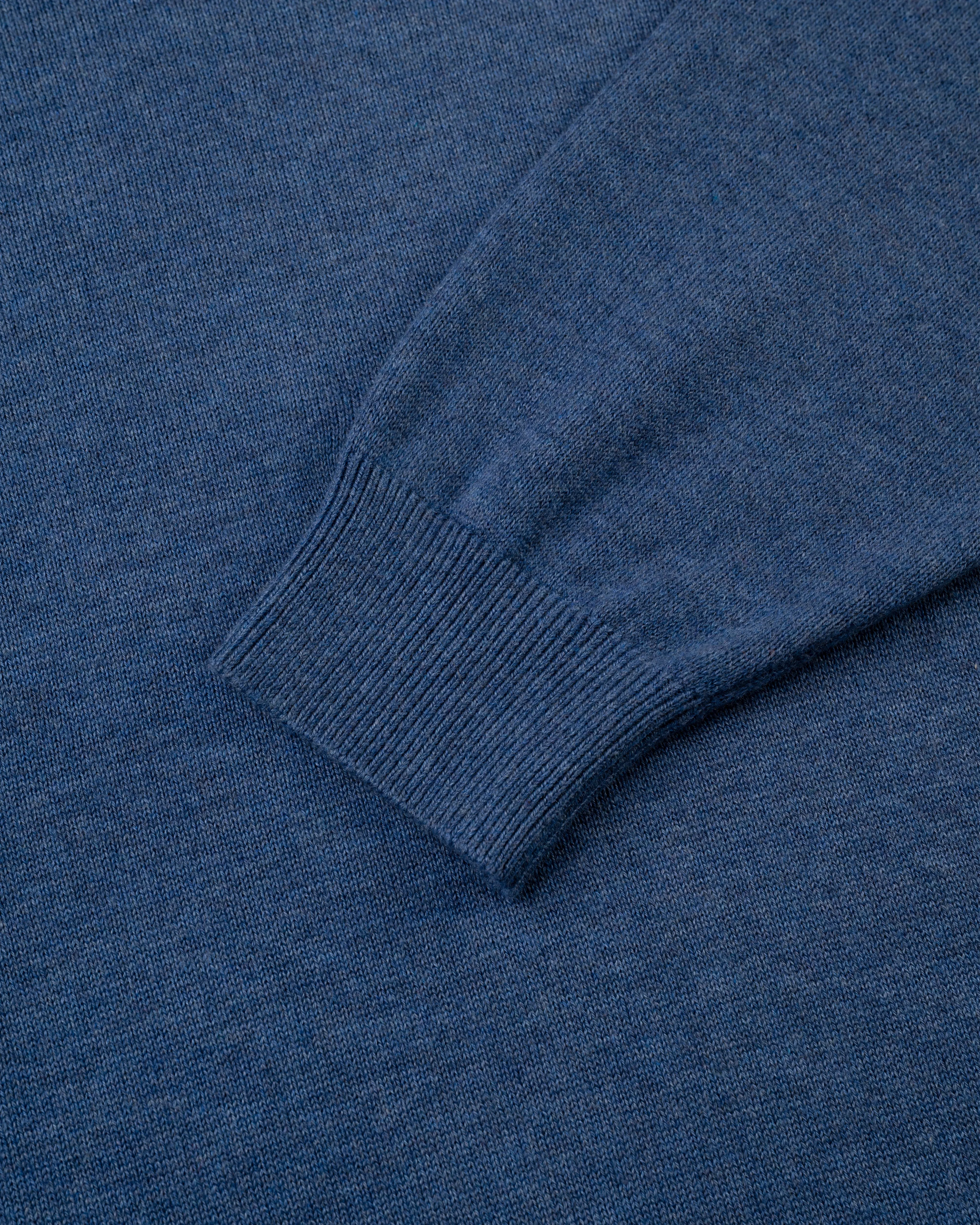 INDIGO COTTON/CASHMERE V-NECK SWEATER