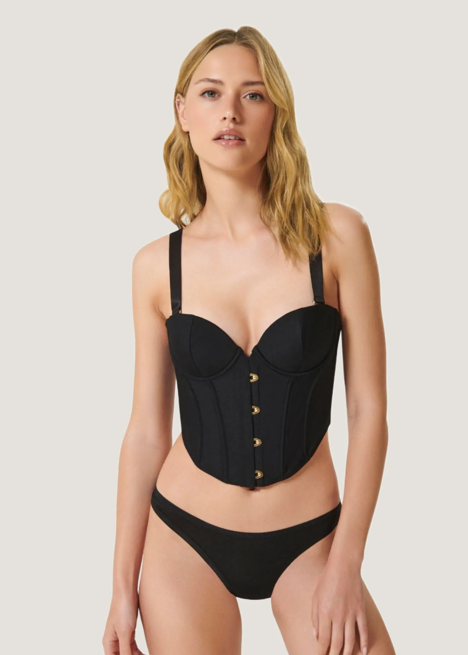 Jean Luxury Satin Wired Corset (Black)