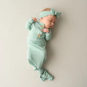 Knotted Gown with Bow Set in Sage