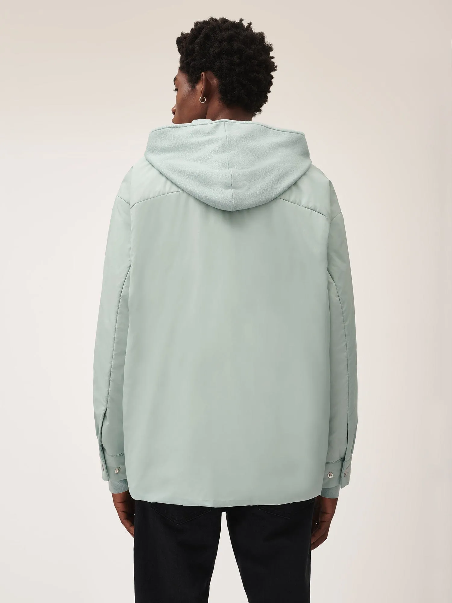 Mens Flower-Warmth Padded Overshirt—Eucalyptus Blue