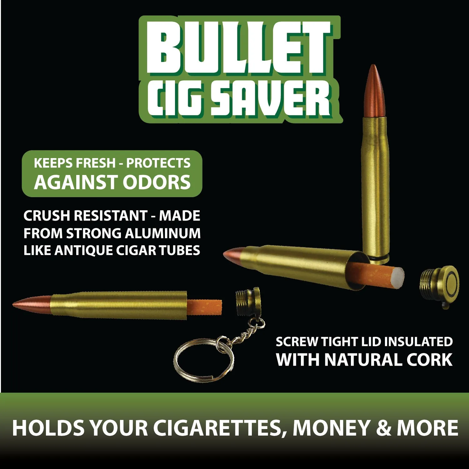 Metal Bullet Cigarette Saver Key Chain - 12 Pieces Per Retail Ready Display 22664