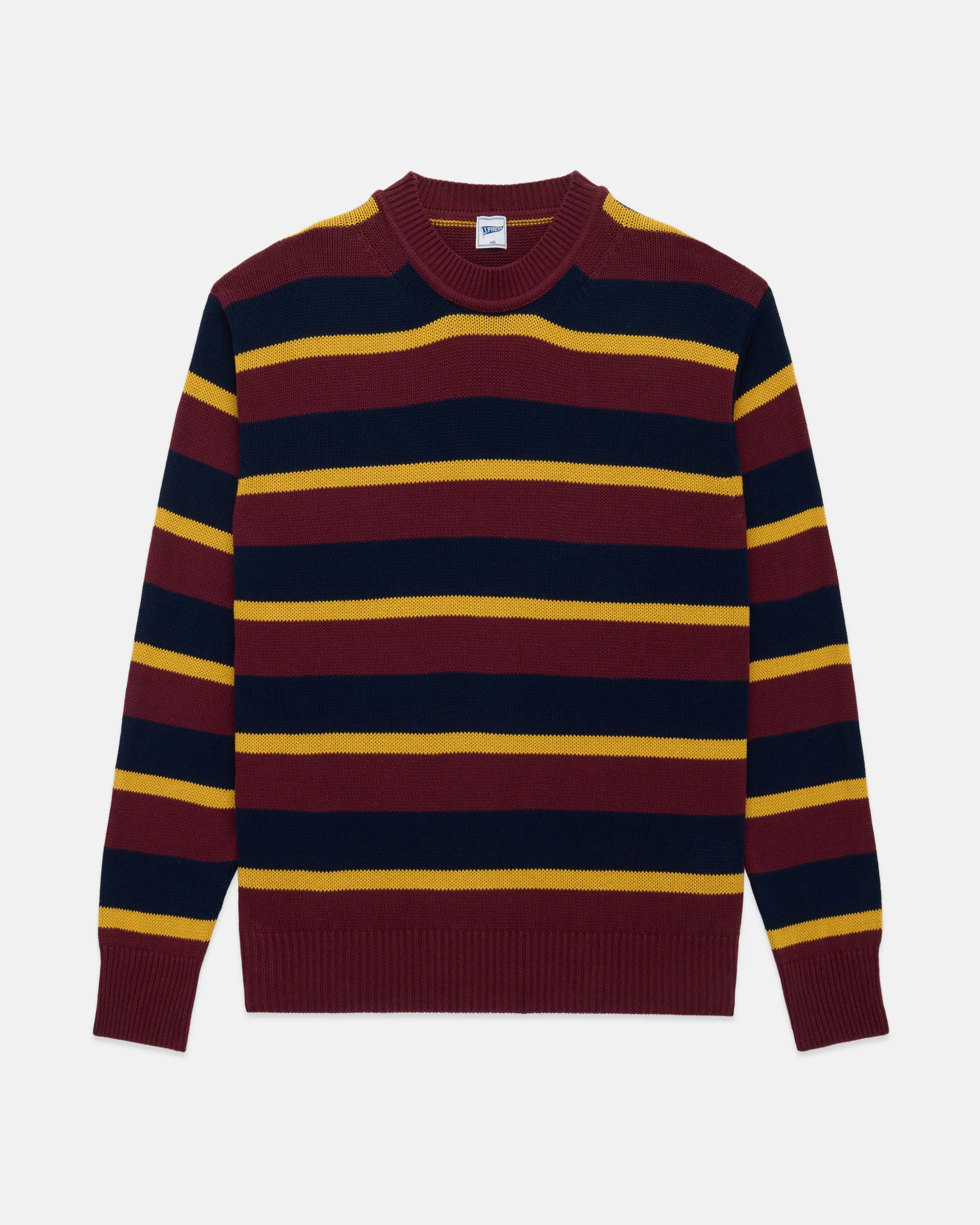 NAVY/BURGUNDY STRIPE CREWNECK SWEATER