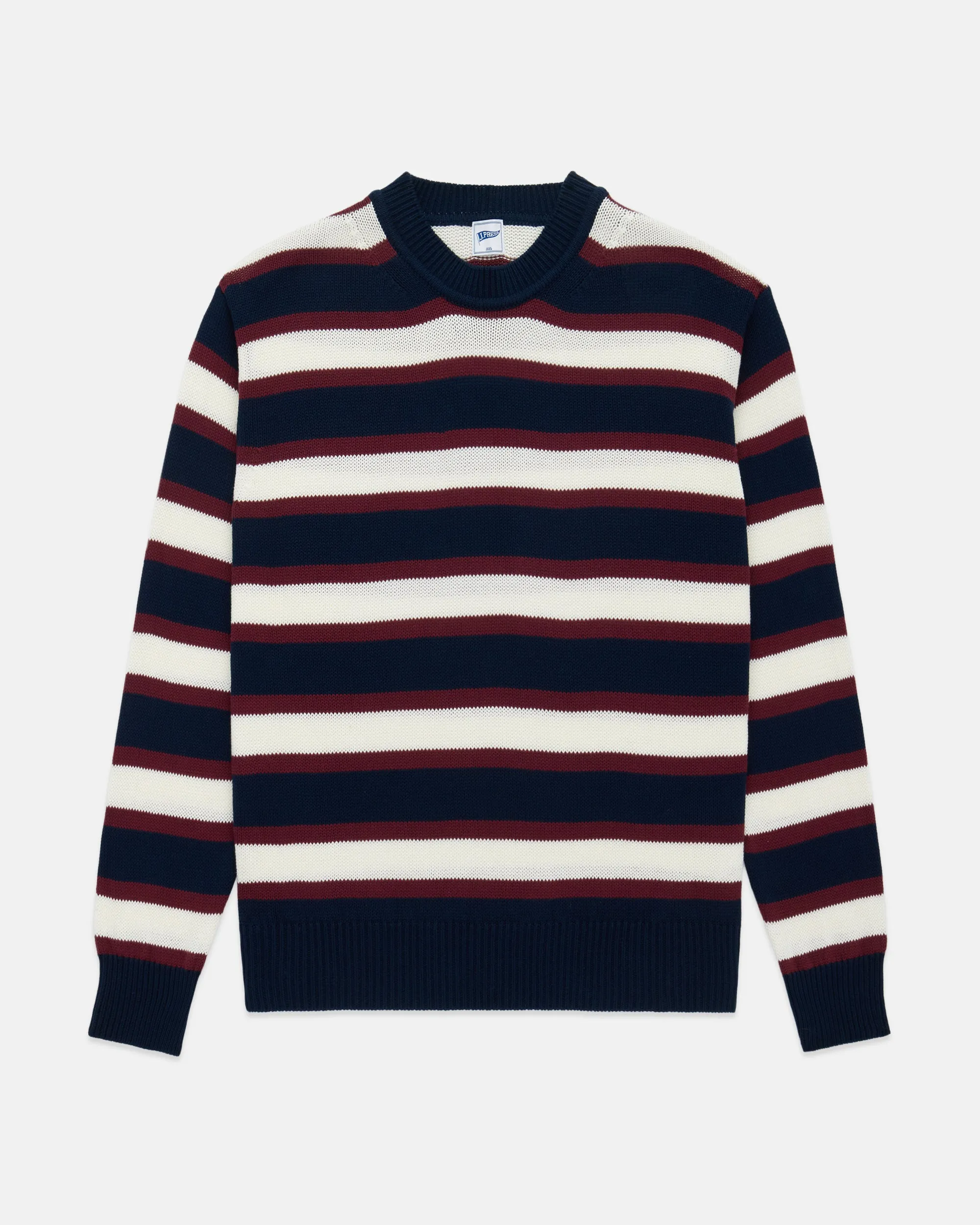 NAVY/CREAM STRIPE CREWNECK SWEATER