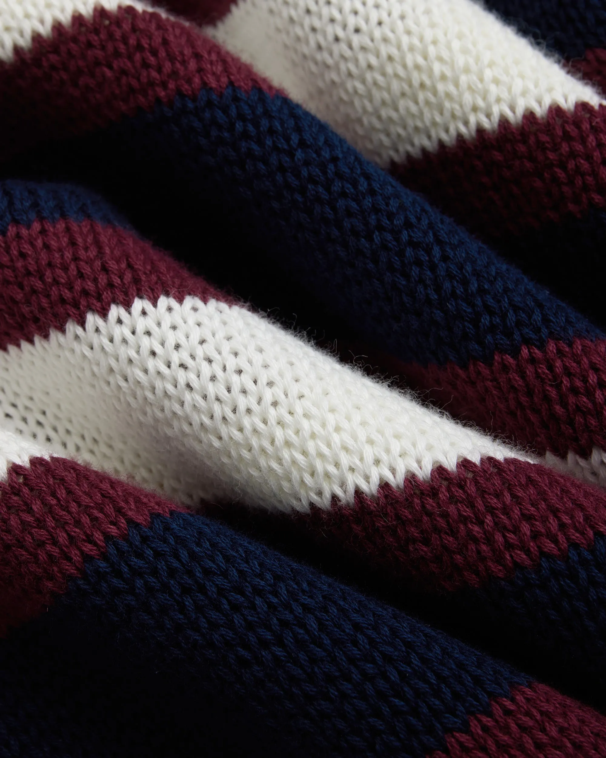 NAVY/CREAM STRIPE CREWNECK SWEATER