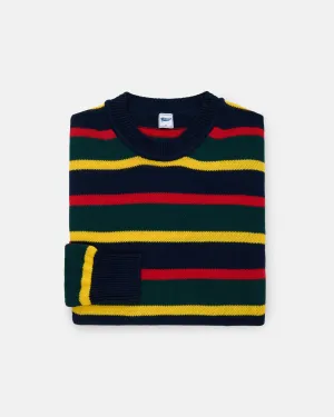 NAVY/GREEN STRIPE CREWNECK SWEATER