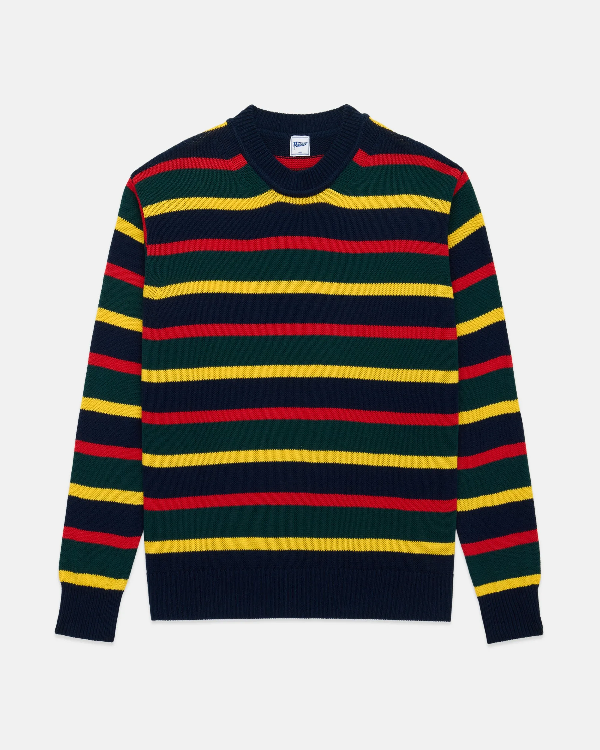 NAVY/GREEN STRIPE CREWNECK SWEATER