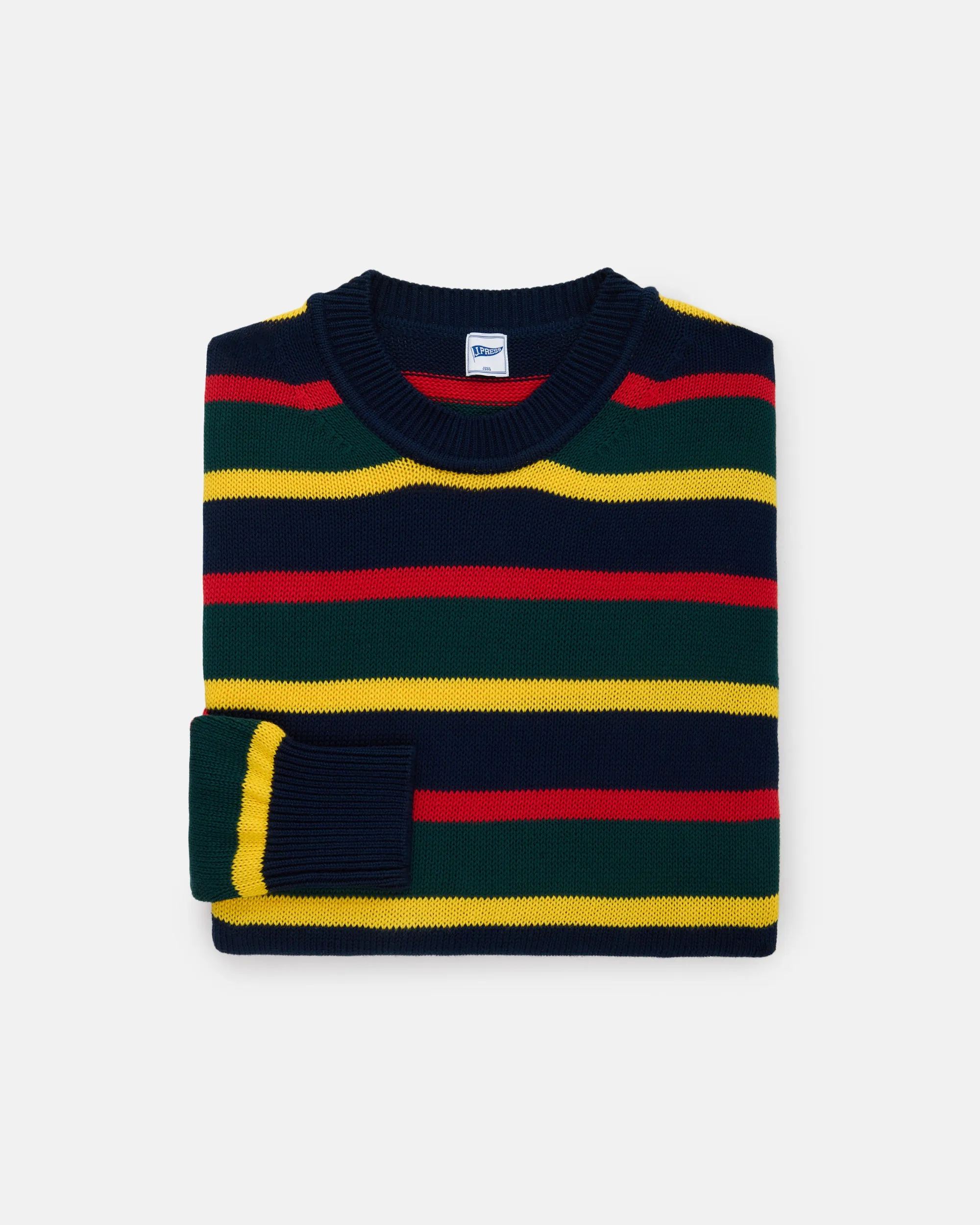 NAVY/GREEN STRIPE CREWNECK SWEATER