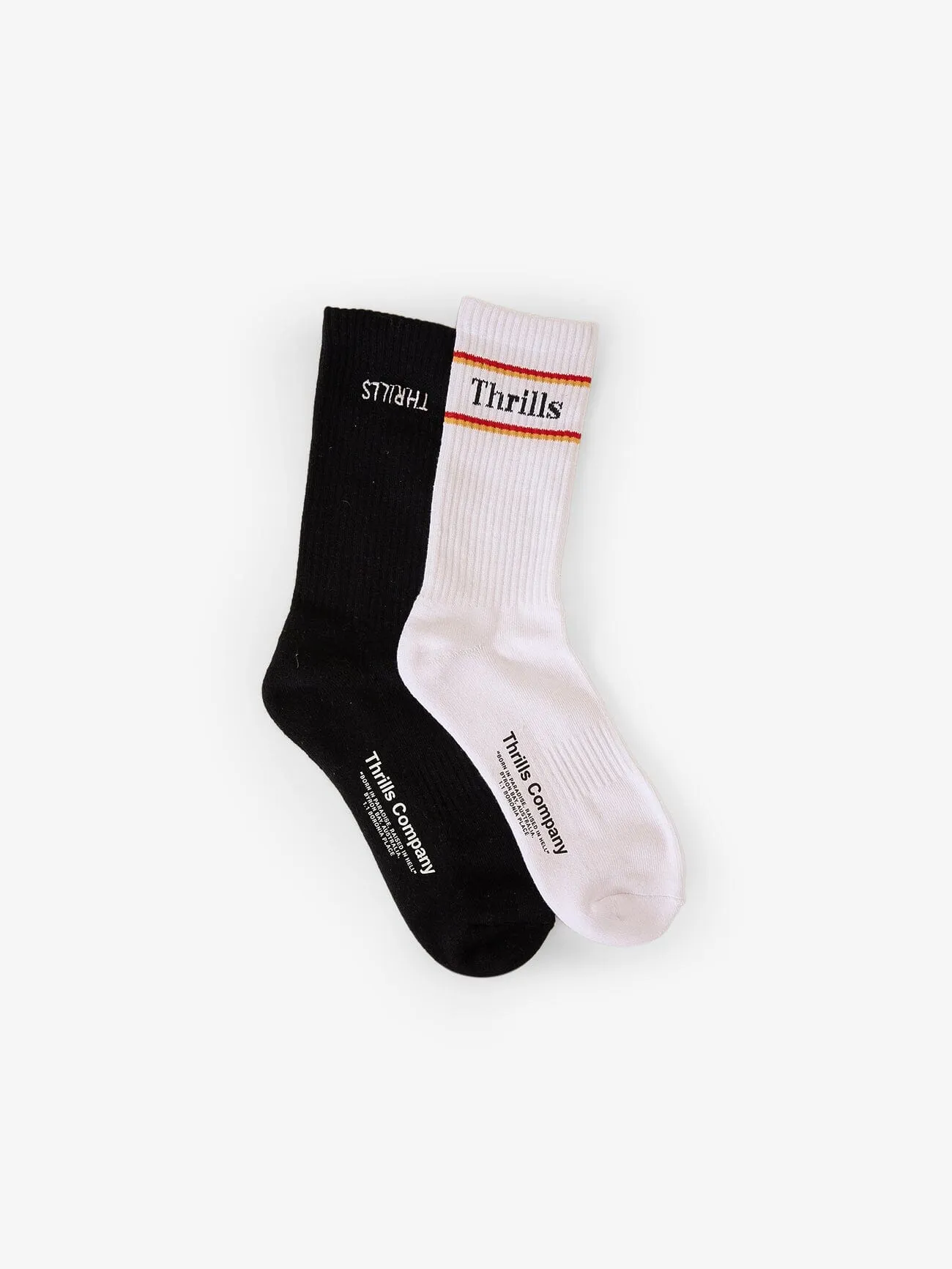 Never Stop 2 Pack Sock - Black - White