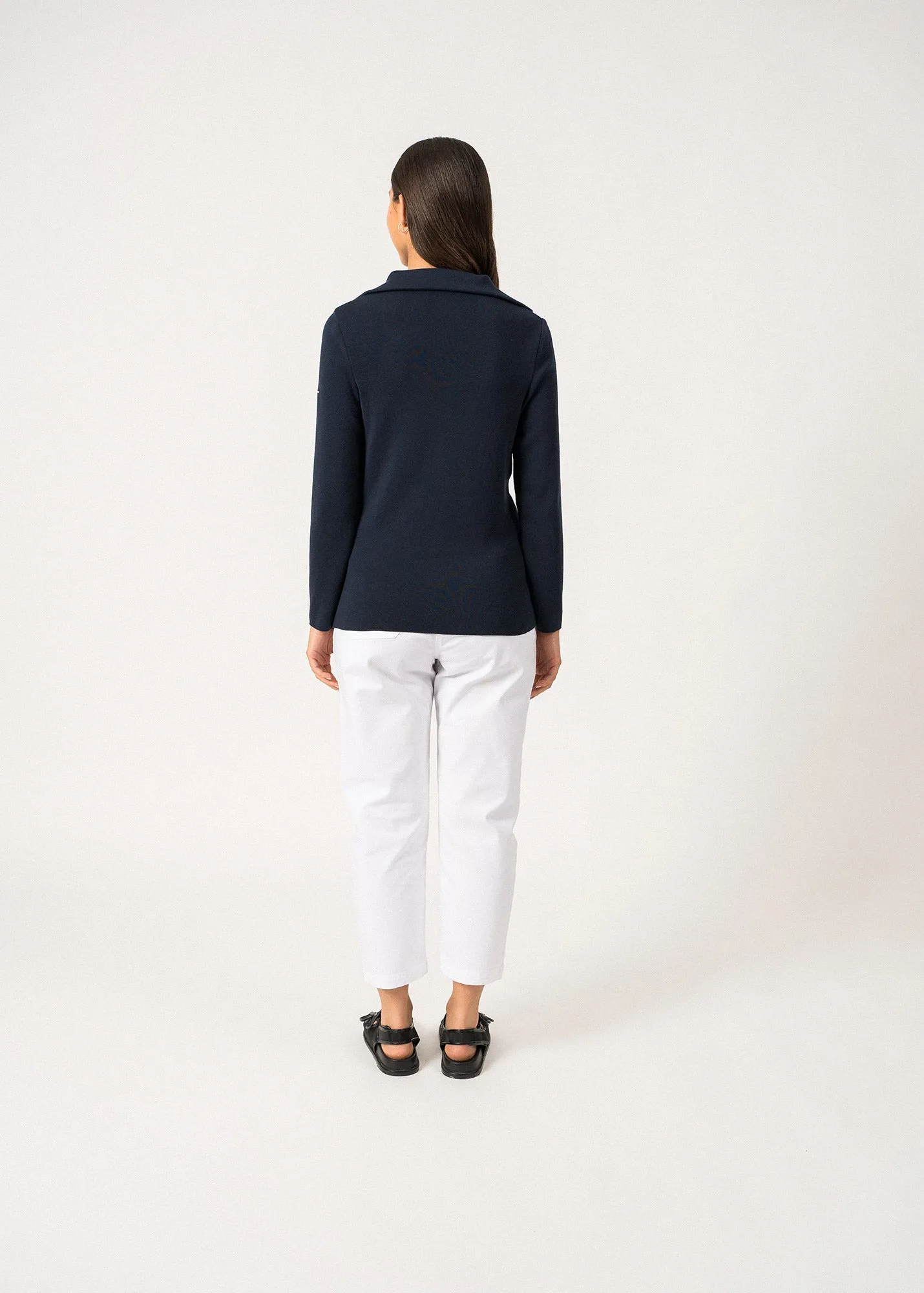 PASSERELLE - Cotton Trucker Sweater for Women (NAVY)