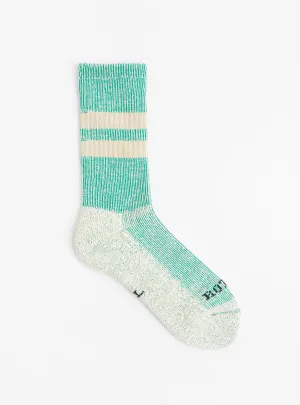 Pile Stripe Marl Socks Green & Beige