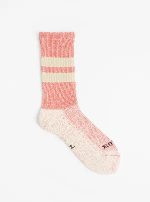 Pile Stripe Marl Socks Red & Beige