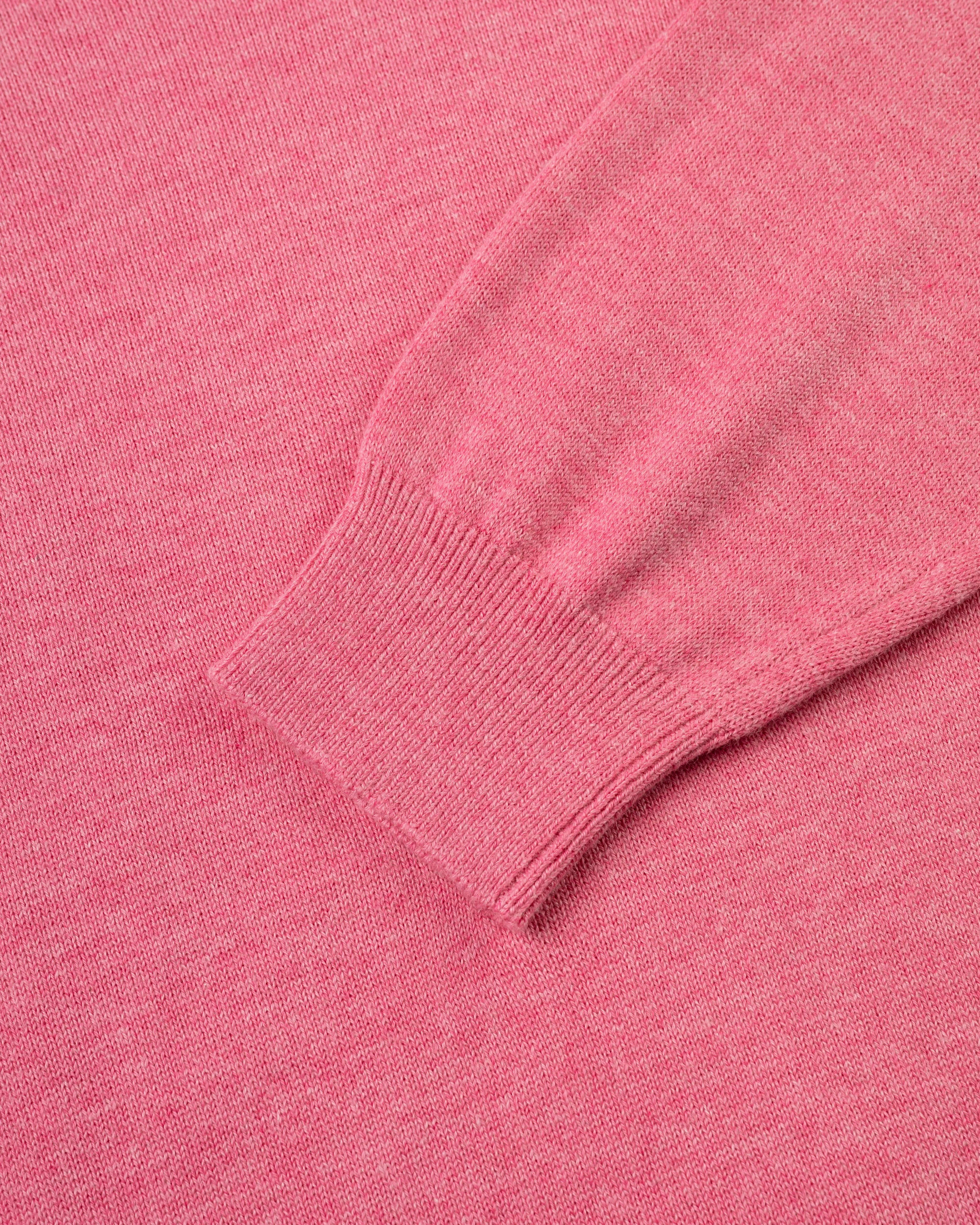 PINK COTTON/CASHMERE V-NECK SWEATER