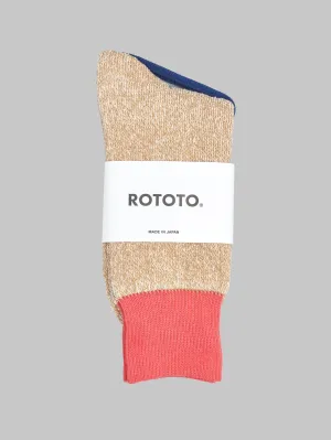 ROTOTO Double Face Crew Socks Silk & Cotton Bittersweet/Beige
