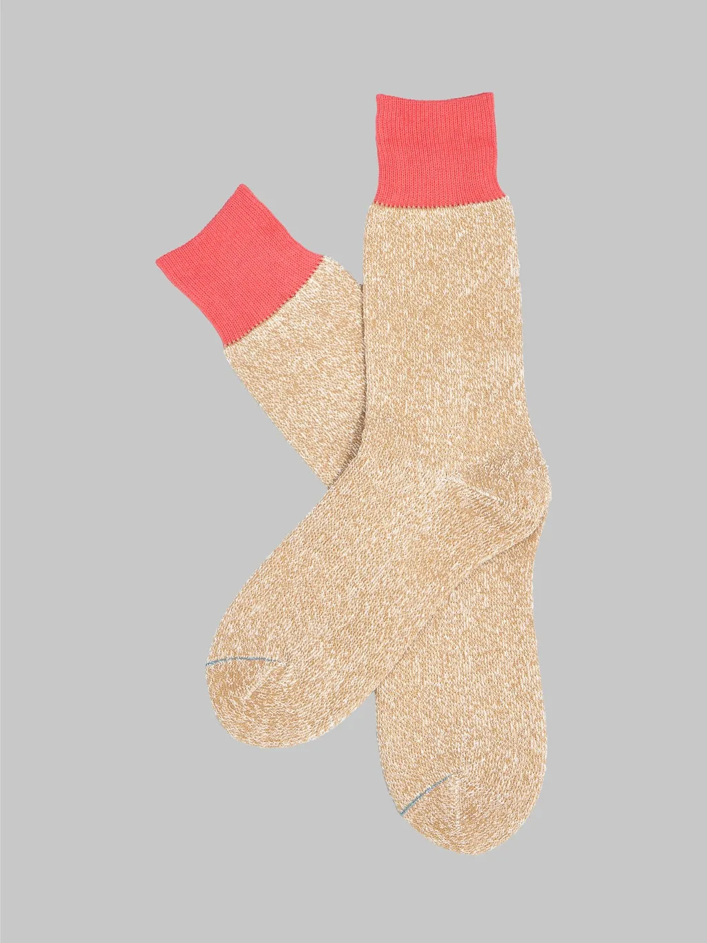 ROTOTO Double Face Crew Socks Silk & Cotton Bittersweet/Beige
