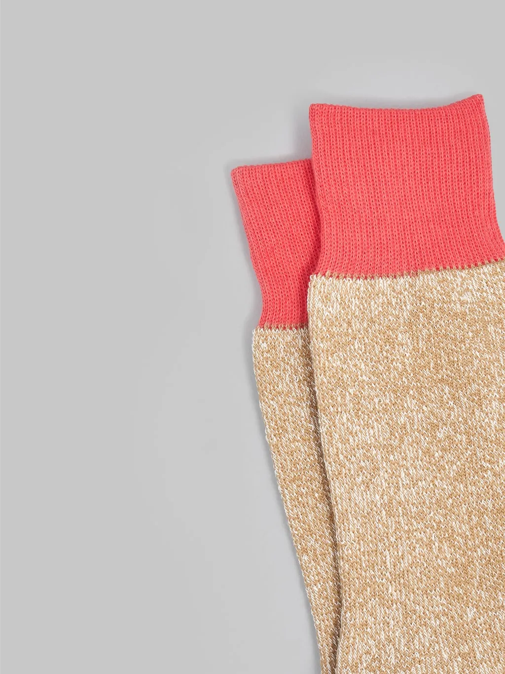 ROTOTO Double Face Crew Socks Silk & Cotton Bittersweet/Beige