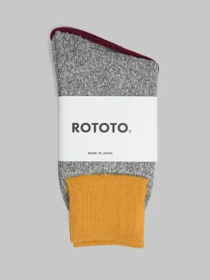 ROTOTO Double Face Crew Socks Silk & Cotton Dark Yellow/Grey