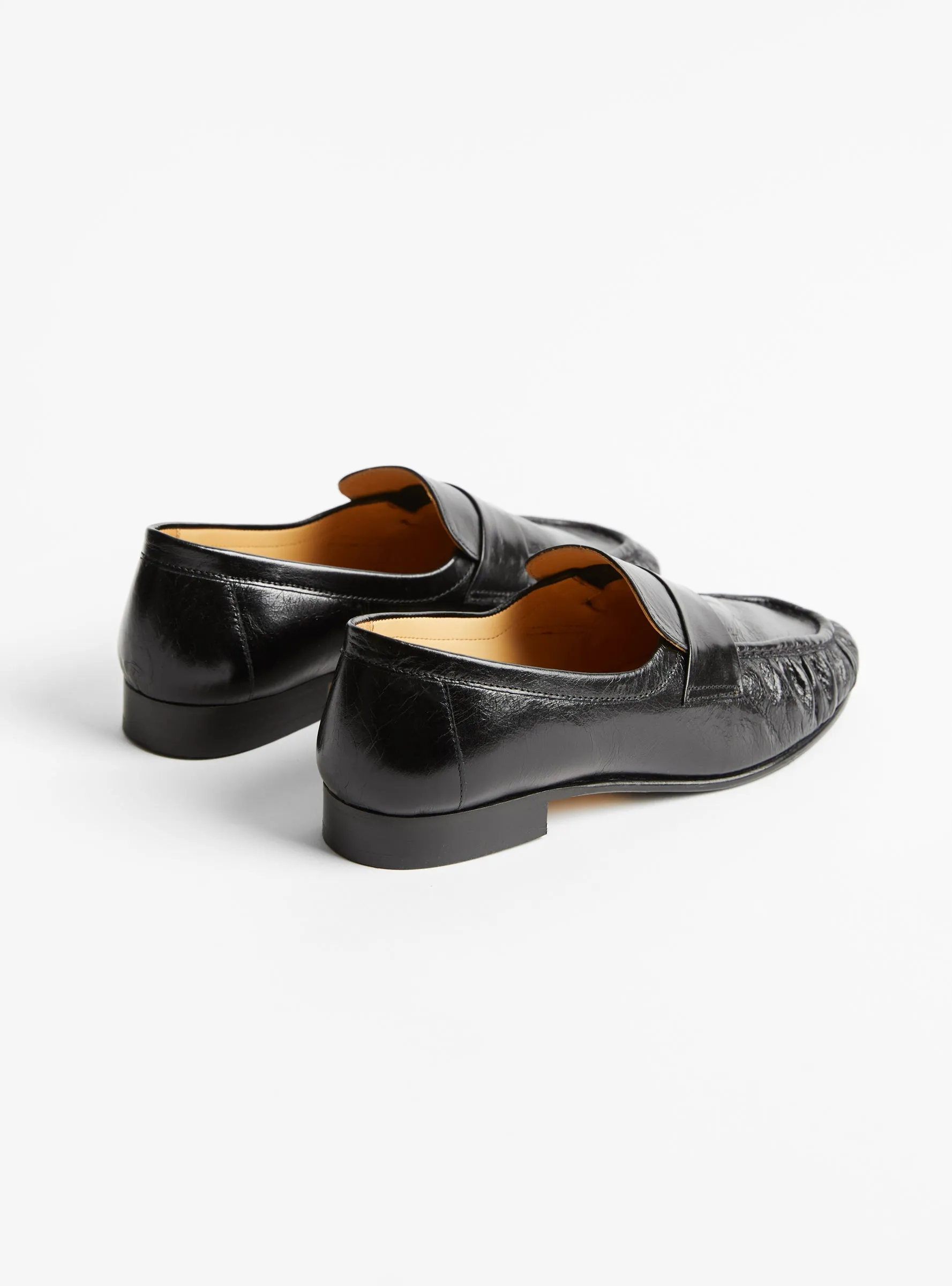 Ruched Loafer Leather Nero
