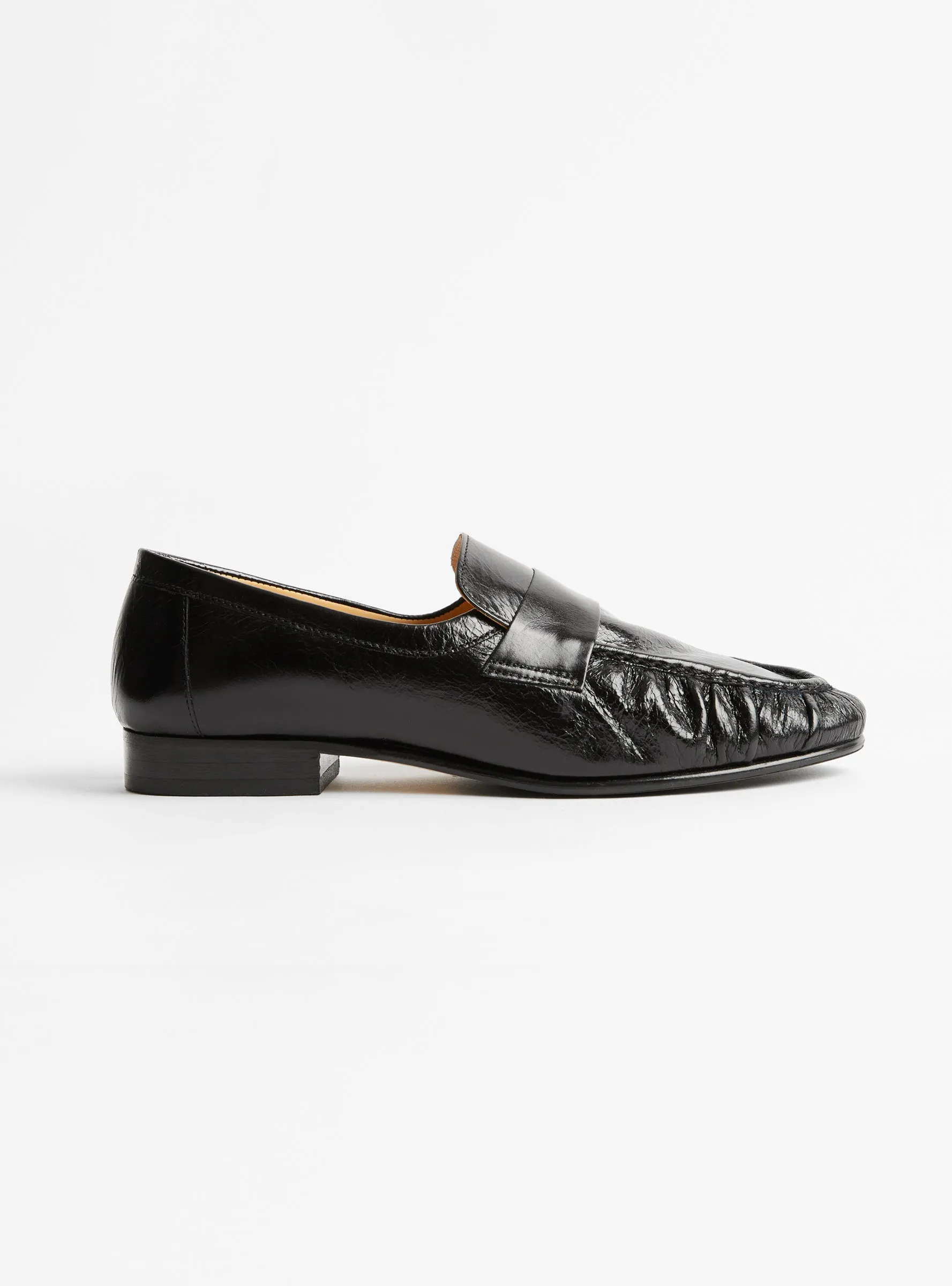 Ruched Loafer Leather Nero