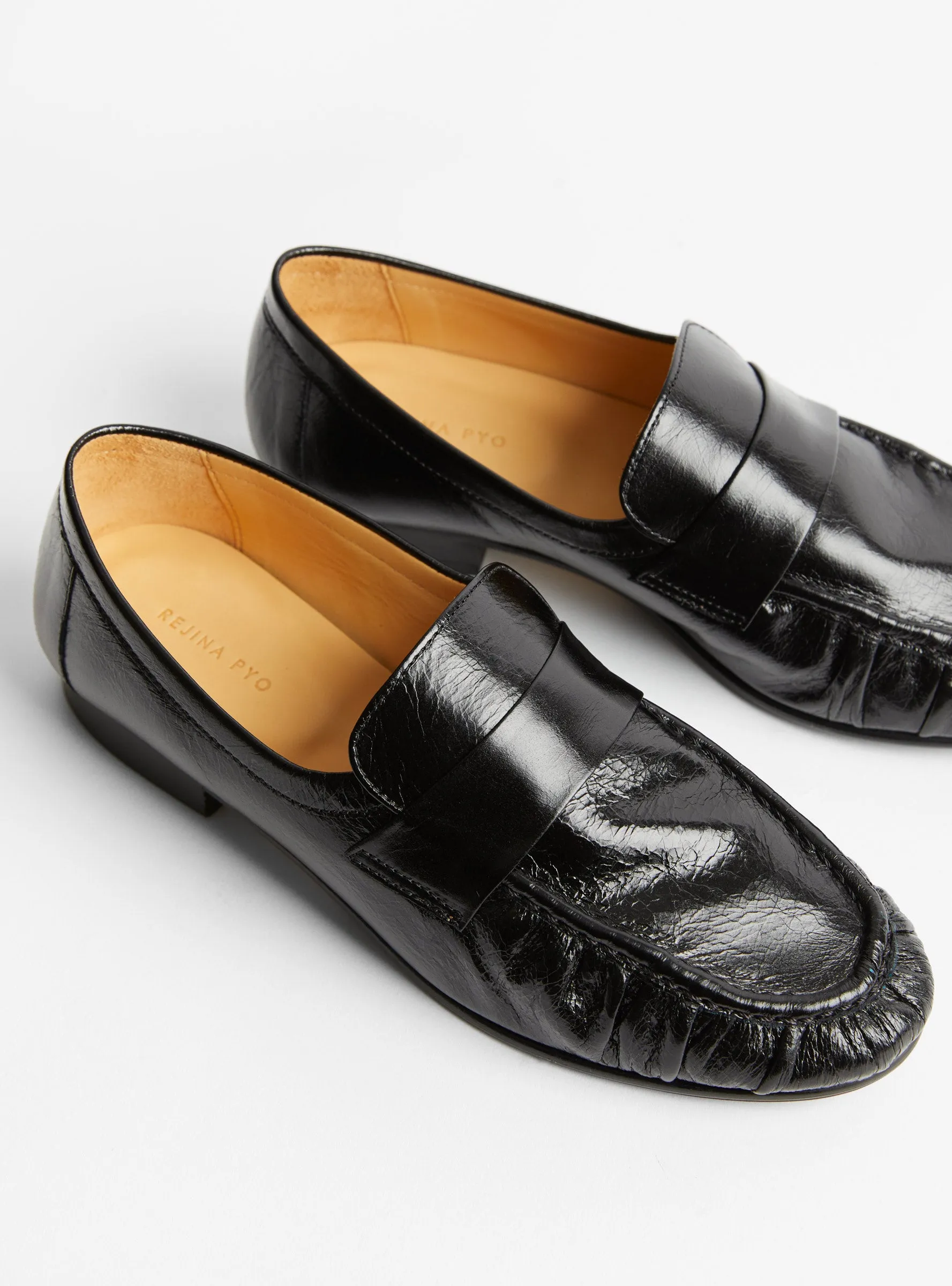 Ruched Loafer Leather Nero