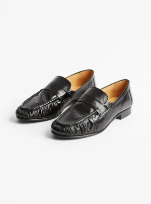 Ruched Loafer Leather Nero