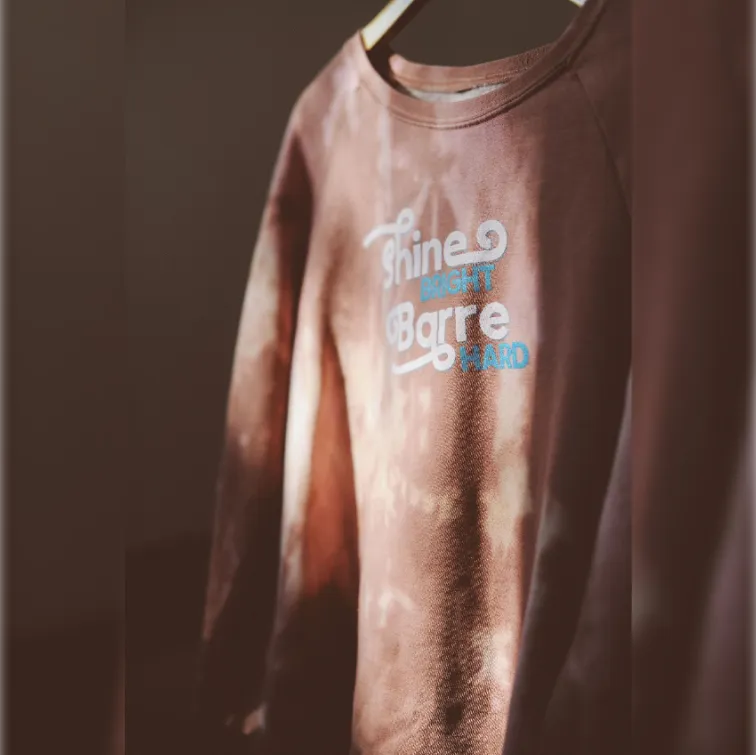 Shine Bright Barre Hard  - Raw Edge Sweatshirt - Dusty Rose