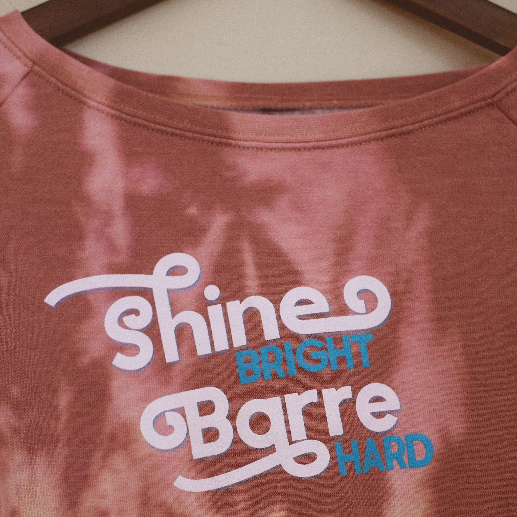 Shine Bright Barre Hard  - Raw Edge Sweatshirt - Dusty Rose