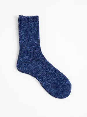 Slub Low Guage Rib Socks Indigo