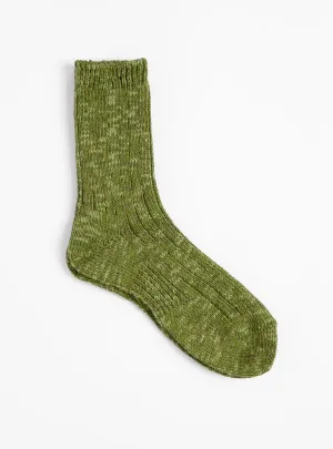 Slub Low Guage Rib Socks Khaki