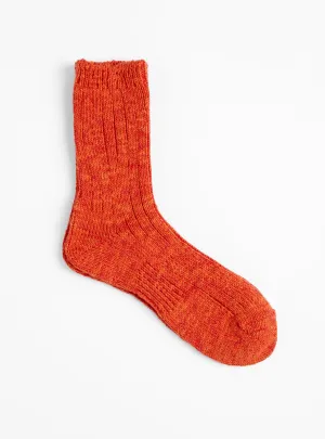 Slub Low Guage Rib Socks Orange