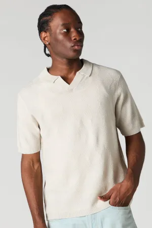 Textured Notched Short Sleeve Top