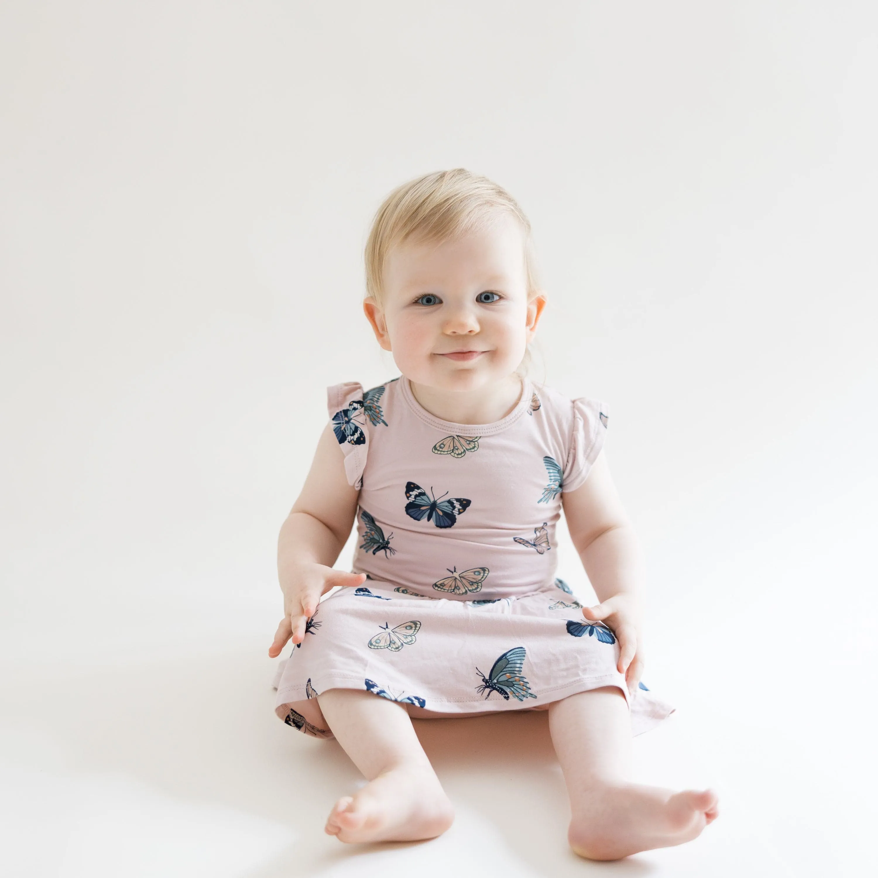 Twirl Bodysuit Dress in Blush Butterfly