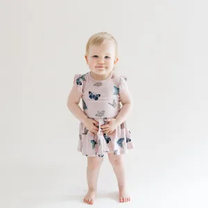 Twirl Bodysuit Dress in Blush Butterfly
